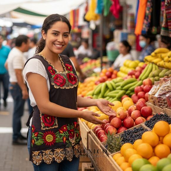 Mexican Folkloric apron embroidered  one of a kind mexico todo corazon  B4 - Picture 4 of 8